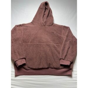 The North Face Vintage Brown Label Sherpa Fleece Hoodie Pullover Womens Large